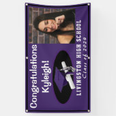 Banderoles Photo de Graduation du Vinyl Violet et Noir (Vertical)