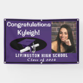 Banderoles Photo de Graduation du Vinyl Violet et Noir (Horizontal)