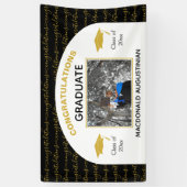 Banderoles Photo de graduation en or noir élégant (Vertical)