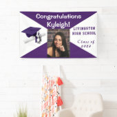 Banderoles Photo de graduation violette et blanche (En situation)