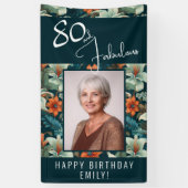 Banderoles Photo de joyeux anniversaire 80 ans avec motif flo (Vertical)