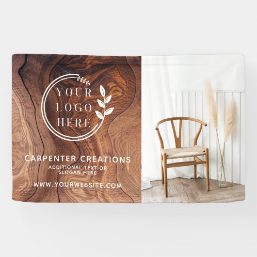 Banderoles Photo de logo de menuiserie en bois moderne élégan (Horizontal)