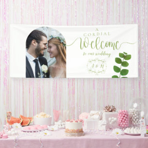 Banderoles Photo de mariage vert chic