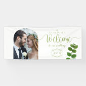 Banderoles Photo de mariage vert chic (Horizontal)