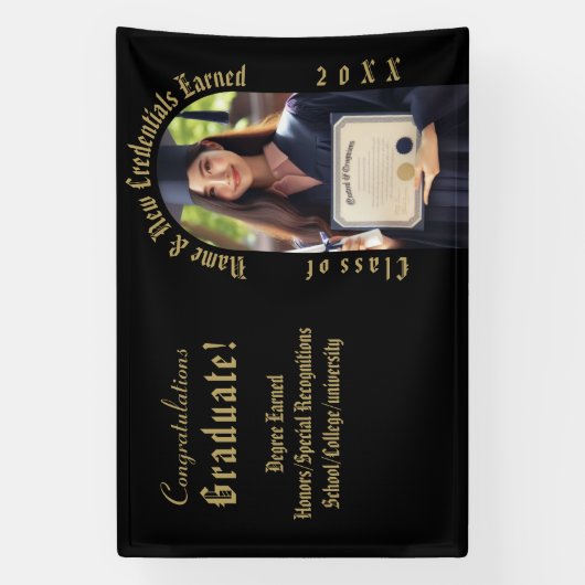 Banderoles Photo de remise de diplôme professionnelle en or e (Verticale)