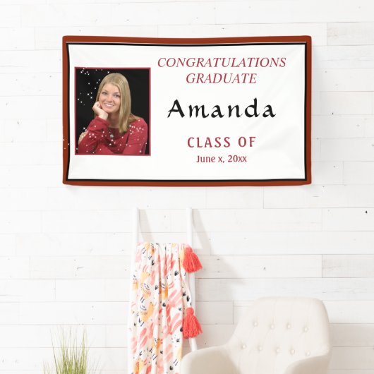 Banderoles Photo de remise de diplôme rouge et noir promotion (En situation)