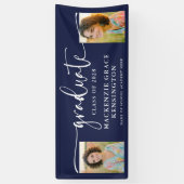 Banderoles Photo de script moderne Marine Bleu Graduation (Vertical)