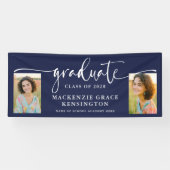 Banderoles Photo de script moderne Marine Bleu Graduation (Horizontal)