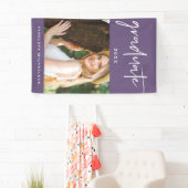 Banderoles Photo de script moderne violet blanc (En situation)