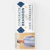 Banderoles Photo du baccalauréat moderne Blue White CONGRATS (Vertical)