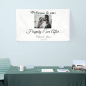 Banderoles Photo Élégant Monogrammé Heureusement Jamais Après (Salon professionnel)