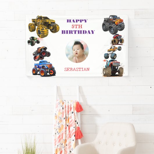 Banderoles Photo Enfants Monster Trucs garçon Fête d'annivers (En situation)