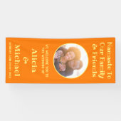 Banderoles Photo Et Nom | Accueil Mariage orange jaune (Horizontal)
