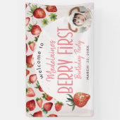 Banderoles Photo fraise Bienvenue Berry Premier anniversaire (Vertical)