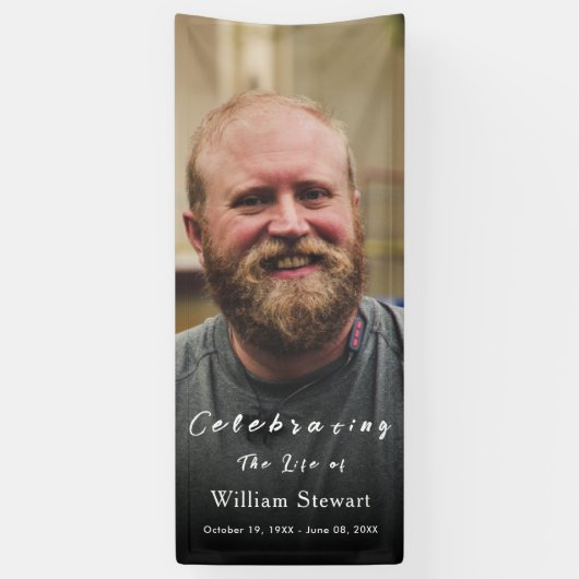 Banderoles Photo funéraire moderne | Célébration de la vie (Vertical)