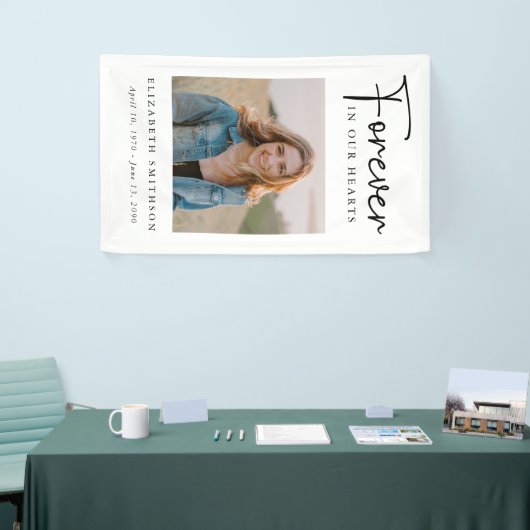 Banderoles Photo funéraire pour toujours dans nos coeurs Priè (Salon professionnel)