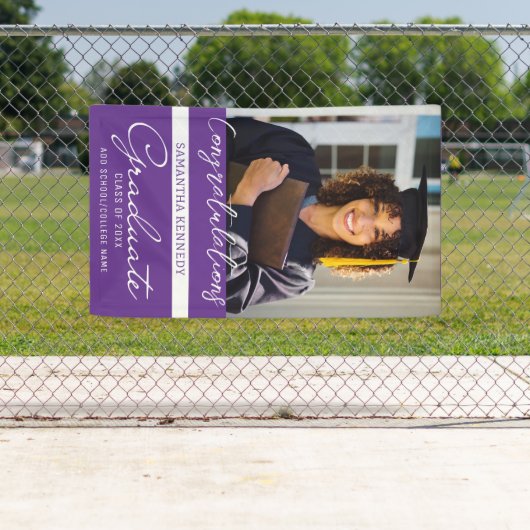 Banderoles Photo Graduation Congrats Grad 2023 Purple (En situation)