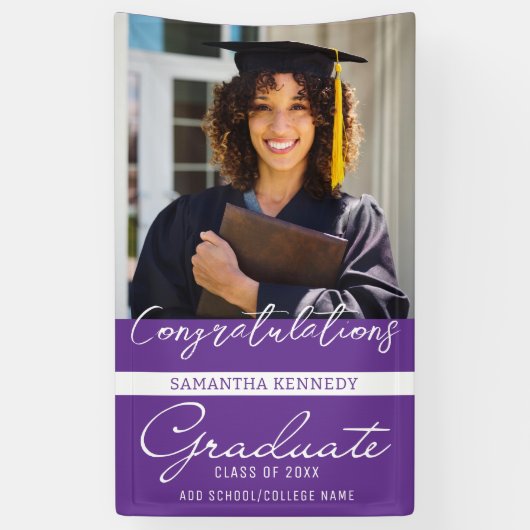 Banderoles Photo Graduation Congrats Grad 2023 Purple (Vertical)