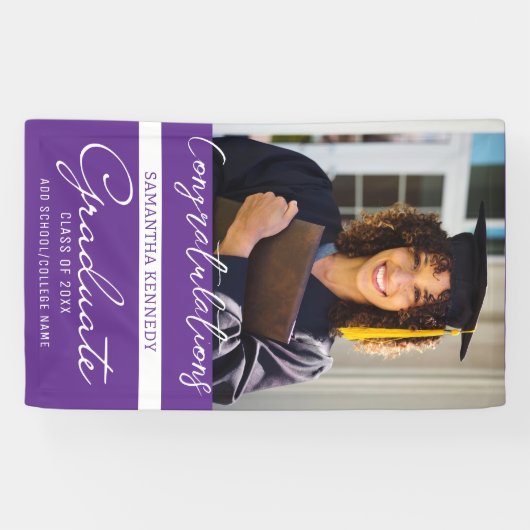 Banderoles Photo Graduation Congrats Grad 2023 Purple (Horizontal)