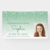 Banderoles Photo Green Parties scintillant 2024 Graduation (Horizontal)