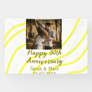 Banderoles Photo jaune doré 30e anniversaire de mariage nom