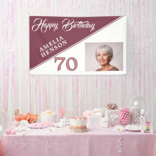 Banderoles Photo Joyeux 70e Anniversaire Rouge Bourgogne Mode
