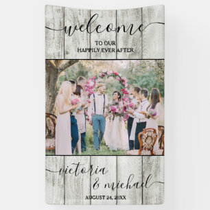 Banderoles Photo mariage moderne en bois rustique Accueil
