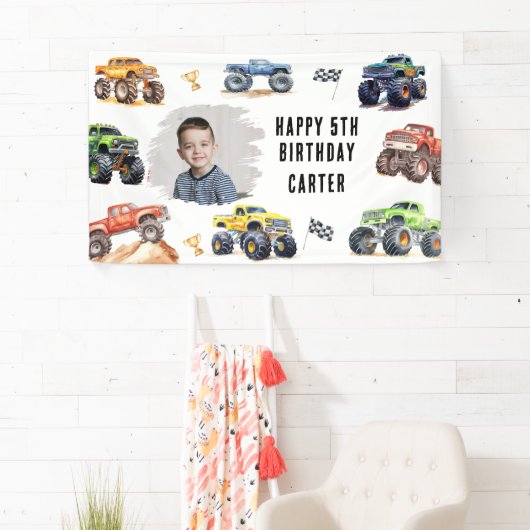 Banderoles Photo moderne | Camions Monster Enfants Fête d'ann (En situation)