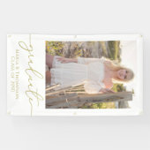 Banderoles Photo Moderne Graduation Élégant Script Or (Horizontal)