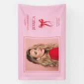 Banderoles Photo moderne rose Trente Bow Joyeux 30e anniversa (Verticale)