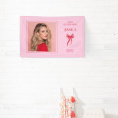 Banderoles Photo moderne rose Trente Bow Joyeux 30e anniversa (Insitu)