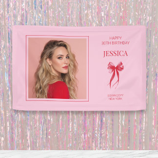 Banderoles Photo moderne rose Trente Bow Joyeux 30e anniversa