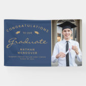 Banderoles Photo Navy Blue Gold Graduation 2024 (Horizontal)