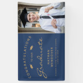 Banderoles Photo Navy Blue Gold Graduation 2024 (Vertical)