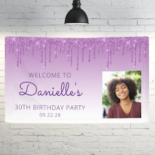 Banderoles Photo personnalisé 30e anniversaire vernis violet