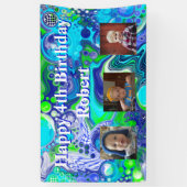 Banderoles Photo personnalisée Bleu et Vert Anniversaire (Vertical)