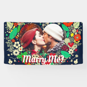 Banderoles Photo personnalisée Marry Me Floral Heart Frame