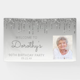 Banderoles Photo personnalisée Parties scintillant argent Dri