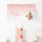 Banderoles Photo personnalisée Parties scintillant rose goutt (En situation)
