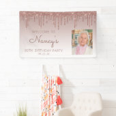 Banderoles Photo personnalisée Rose Gold Parties scintillant  (En situation)