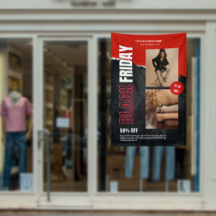 Banderoles Photo personnalisée Rouge Black Vendredi Promo pro