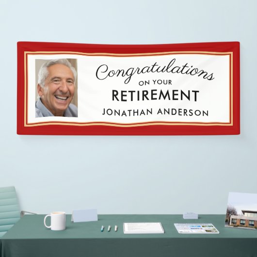 Banderoles Photo Red Simple Retirement Party (Salon professionnel)