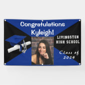 Banderoles Photo Royal Blue and Black Vinyl Graduation (Horizontal)