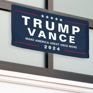 Banderoles Photo Trump Vance 2024 Campagne Grand Outdoor