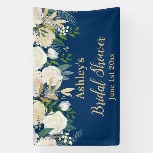 Banderoles Photobooth de Baby Shower Nuit et Fleurs Dorées Ac (Verticale)