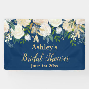 Banderoles Photomaton de douche de mariée Fleurs de prop Navy