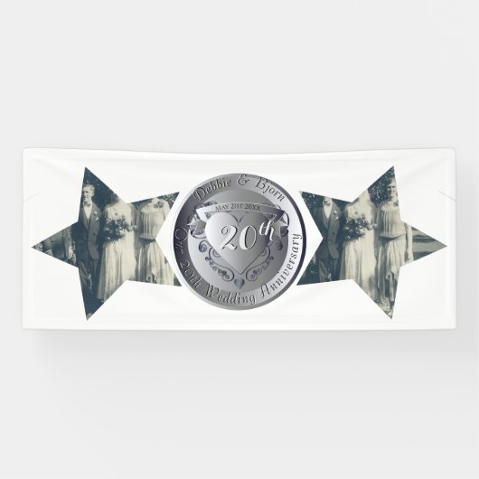 Banderoles Photos du 20e anniversaire du Mariage Platinum 2 é (Horizontal)