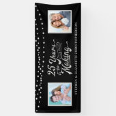 Banderoles Photos du 25e anniversaire | Argent noir (Vertical)