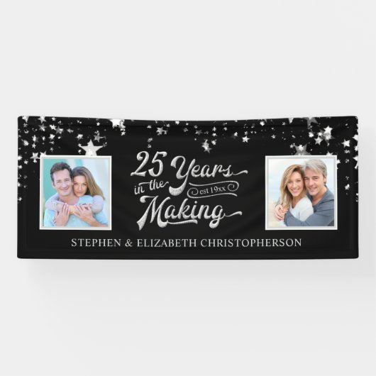 Banderoles Photos du 25e anniversaire de Black & Silver (Horizontal)