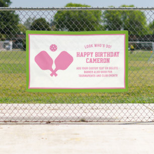 Banderoles Pickleball Club Party Paddles Rose Green Custom